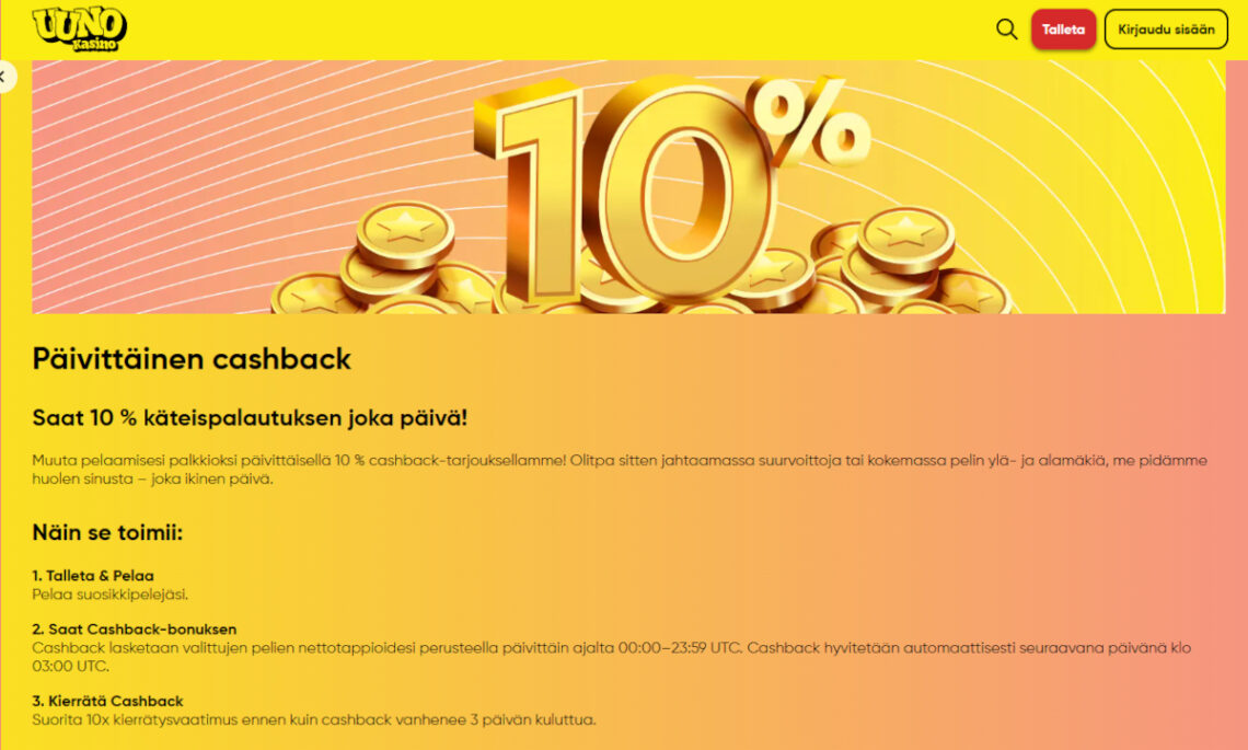 uuno kasino cashback