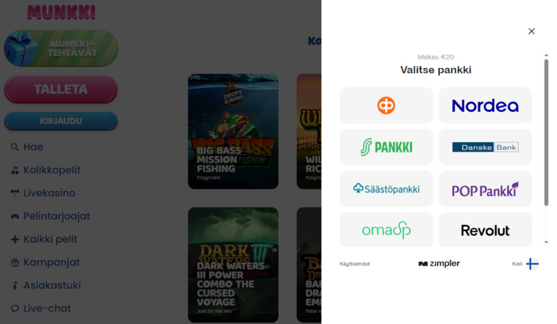 munkki kasino talletus