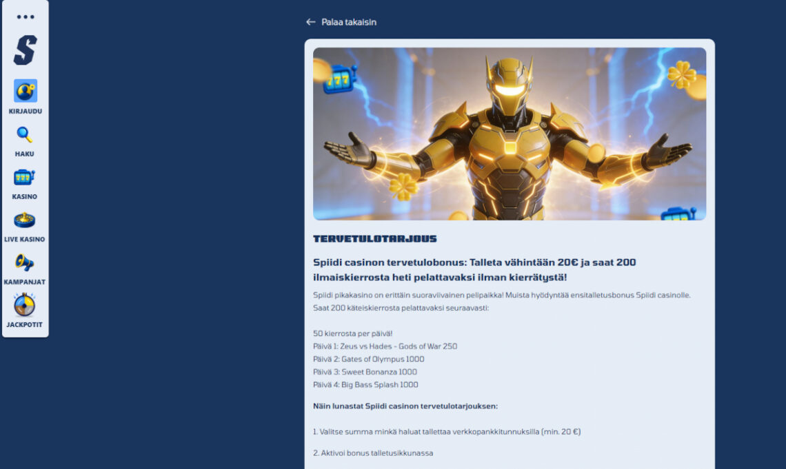 Spiidi casinon talletusbonus