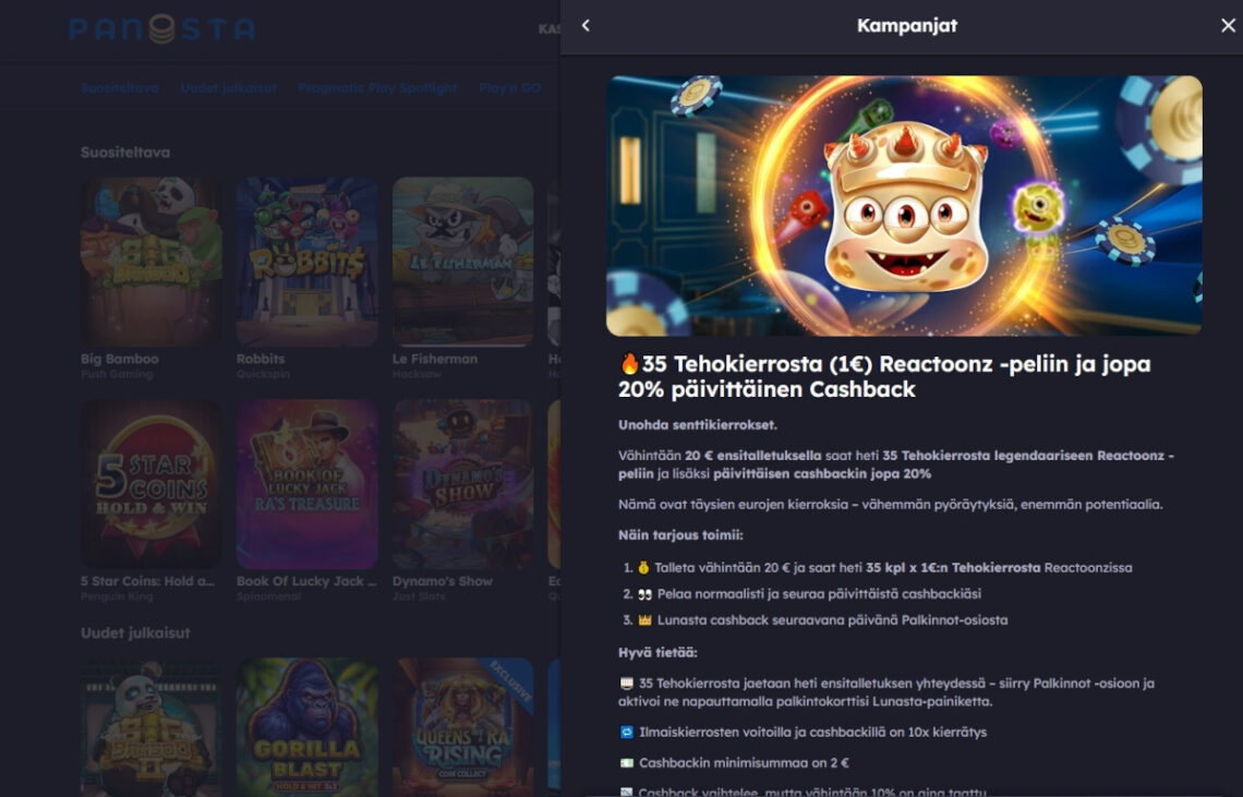 panosta casino talletusbonus