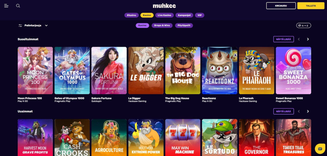 muhkee casinon pelivalikoima