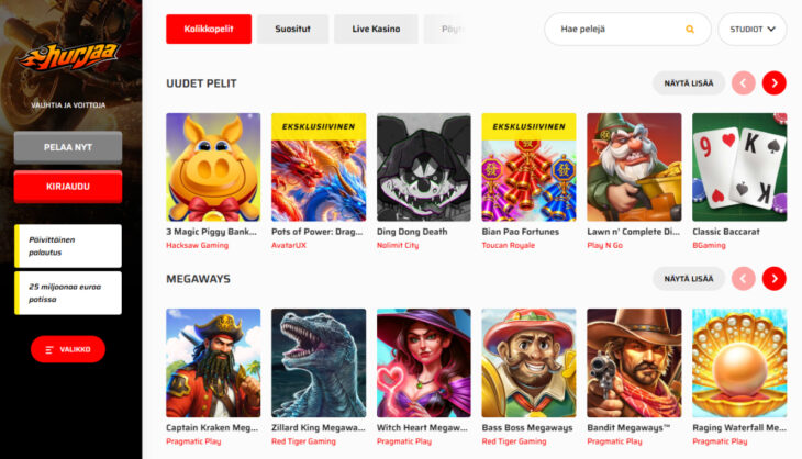 hurjaa casino pelit